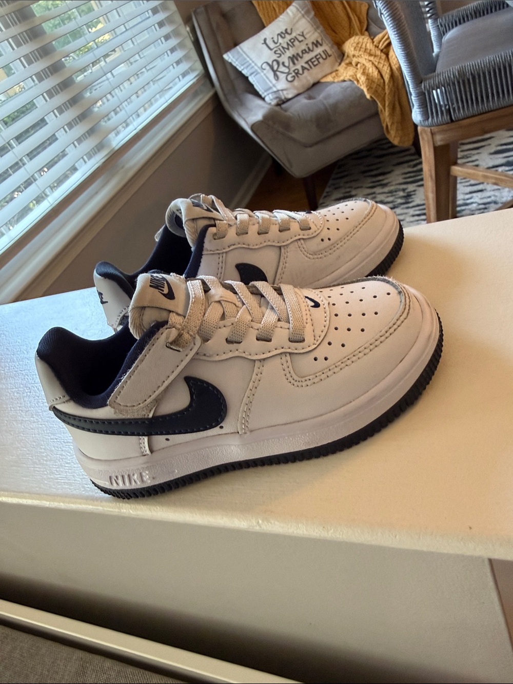 Nike White and Black Low-Top Sneakers with Velcro Strap size 8C